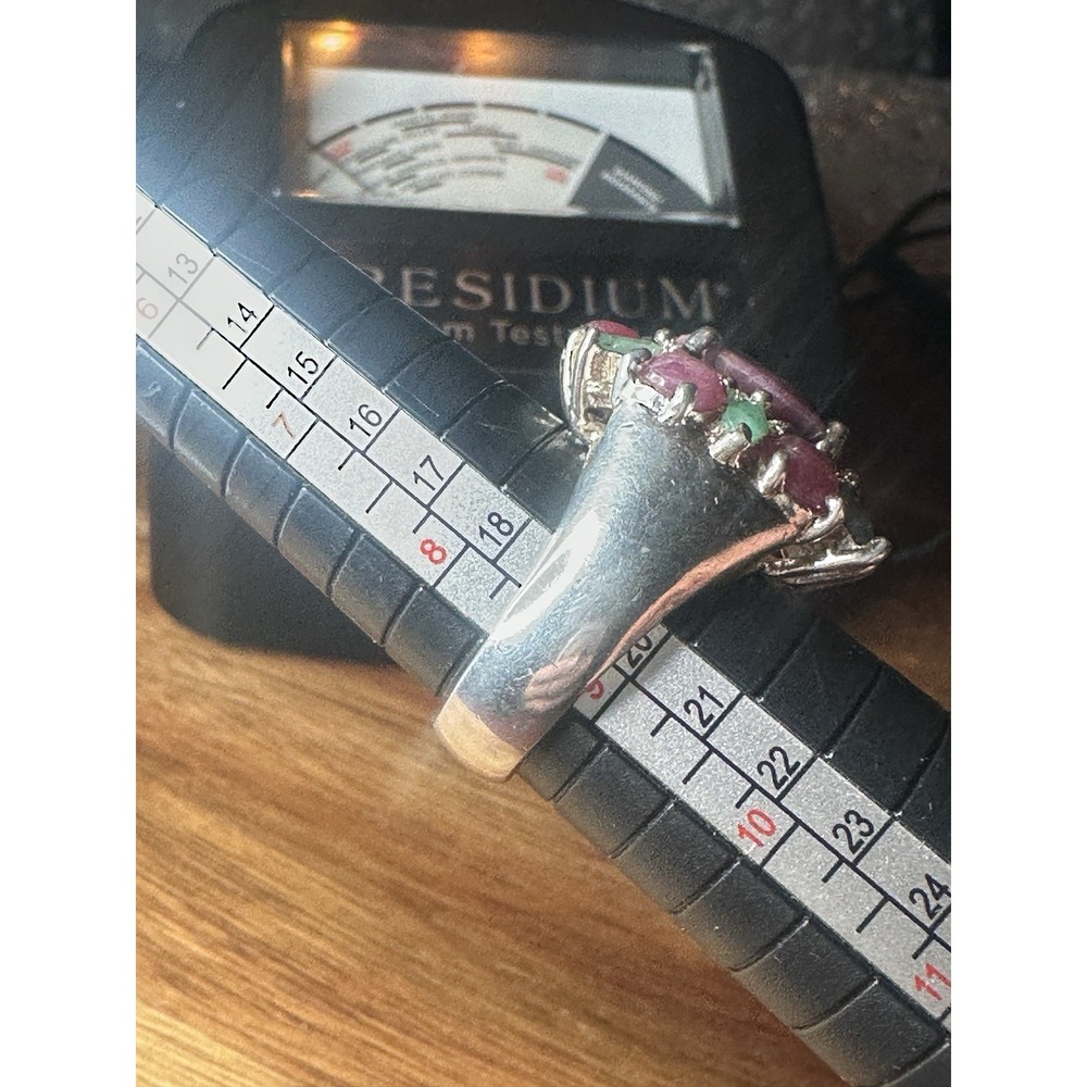 925 Sterling Silver Ring Ruby Emerald Natural Gem… - image 5